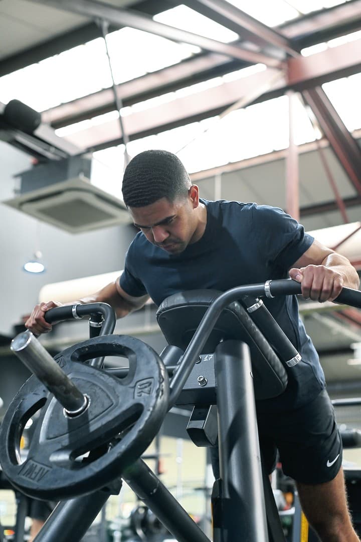 Focused athlete portrait in gym
