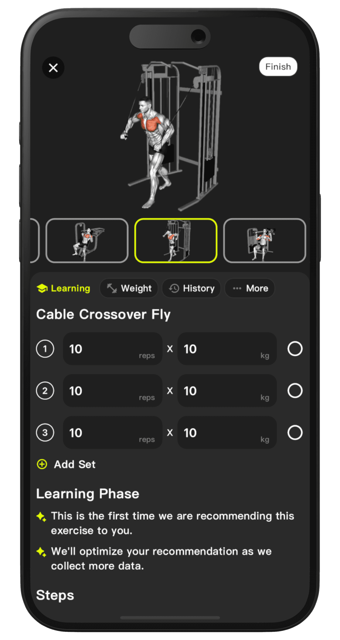Workout logging screen