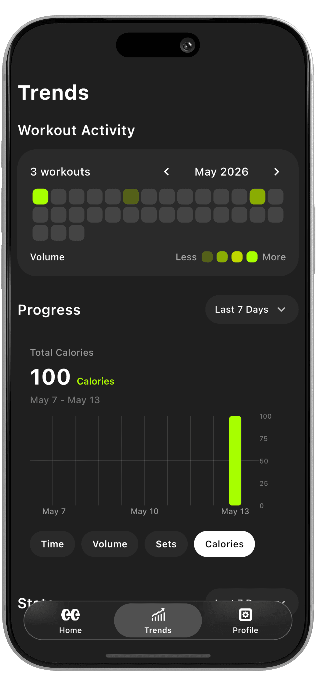 Exercise library selection screen